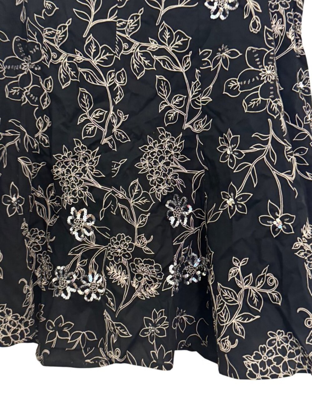 Ann Taylor Loft cotton skirt size 8 Black Floral Embroidered & Sequined A-Line - Picture 4 of 8